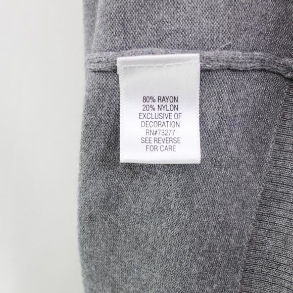 CROFT & BARROW Gray Floral Embroidered Knit Sweater Cardigan New With Tags - Picture 7 of 10